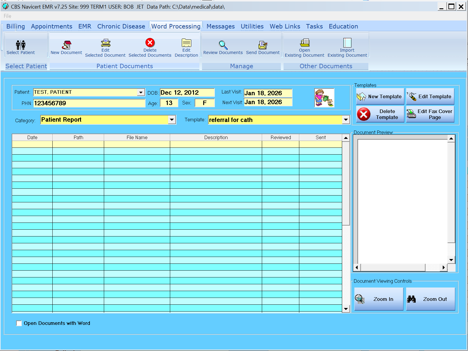 Navicert Word Processing